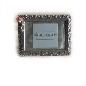 Pale Pink and Heather Grey Jeweled Picture Frame